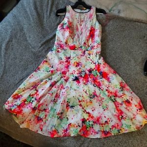 CATHERINE MALANDRINO Floral Multi Abs Cocktail Dress